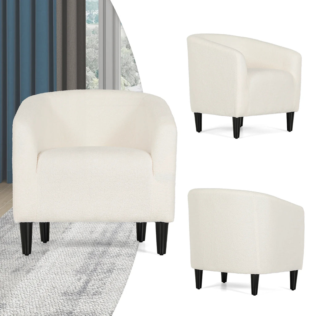 Cream Sherpa Upholstered Barrel Accent Chair M5755