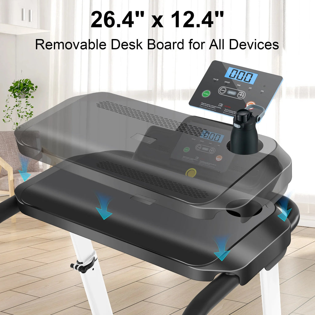 White Folding Treadmill with Incline and 2.5 HP Y598