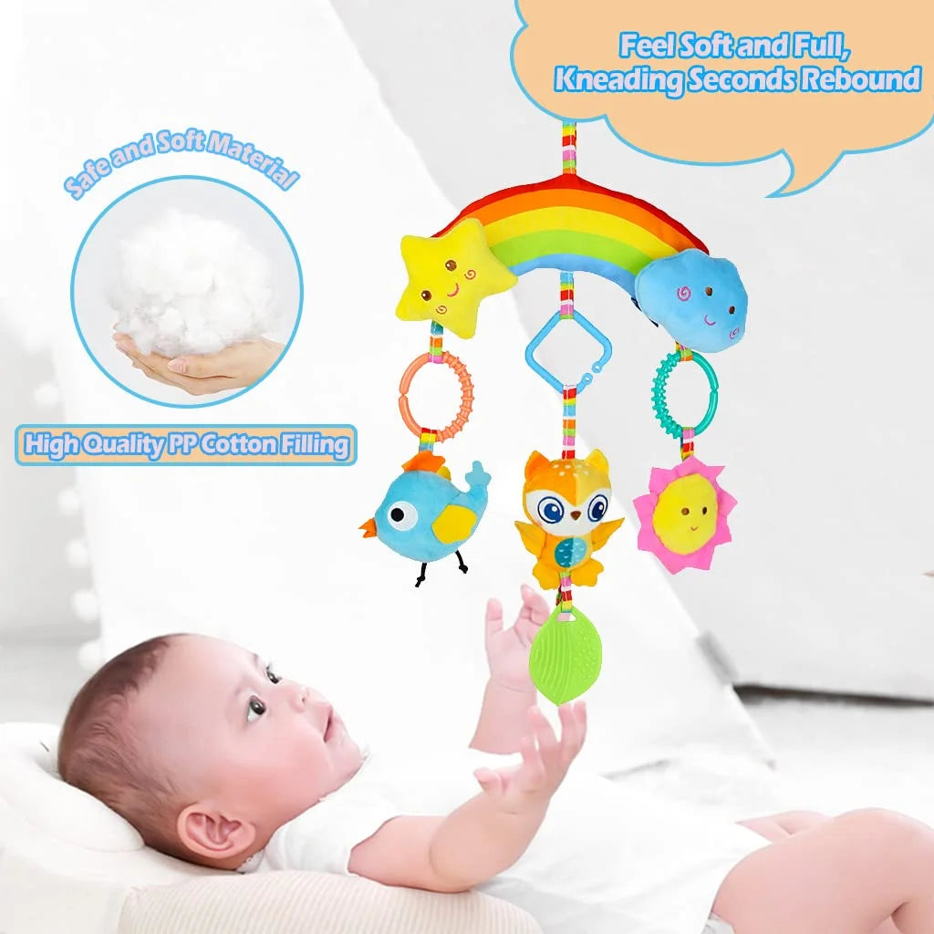 Rainbow Hanging Plush Crib Toys with Teether O97466