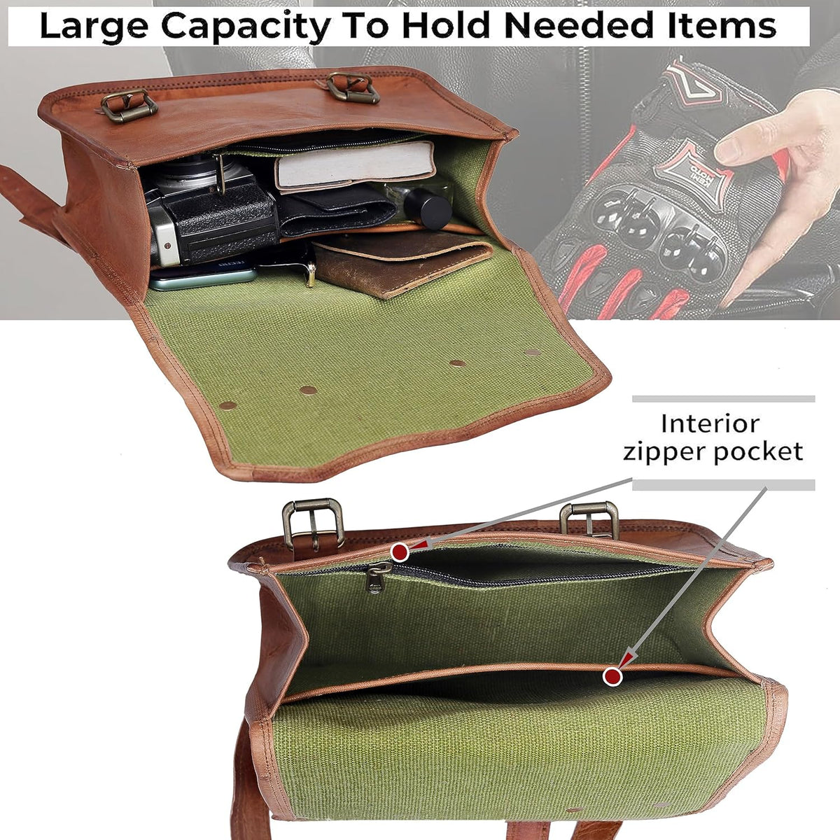 Leather Motorcycle Saddlebags (Set of 2) Y129