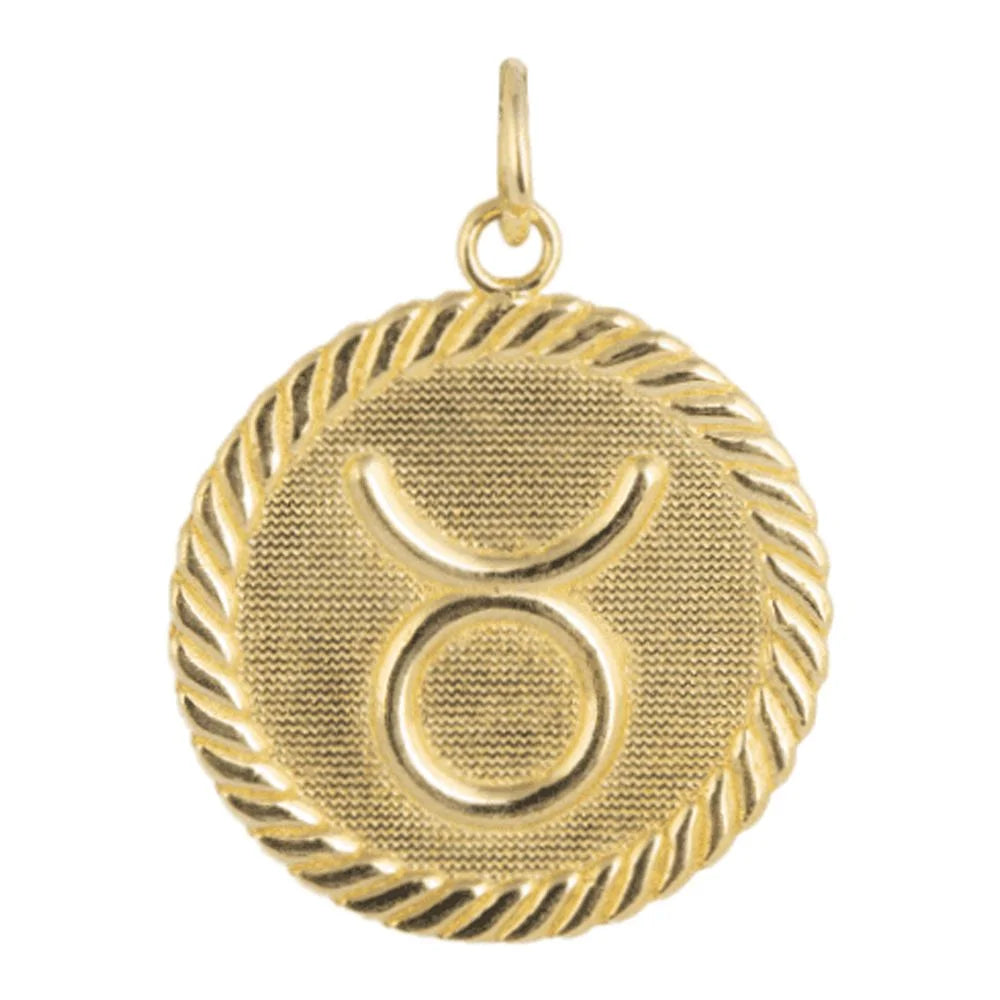 Solid Gold Zodiac Charm Coin Pendant Necklace 20 Inches C70488