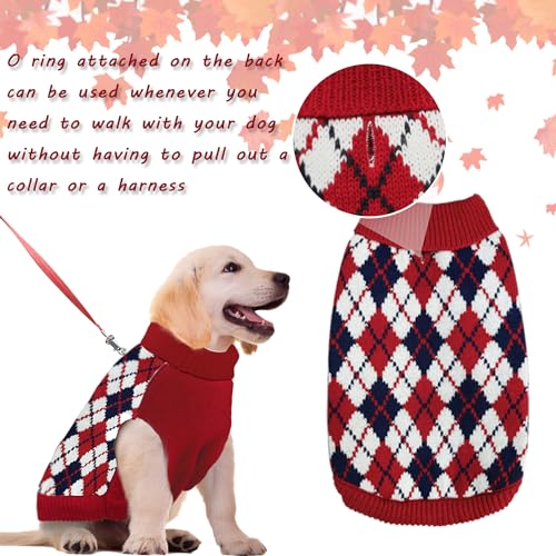 Red Argyle Knit Dog Sweater G4710