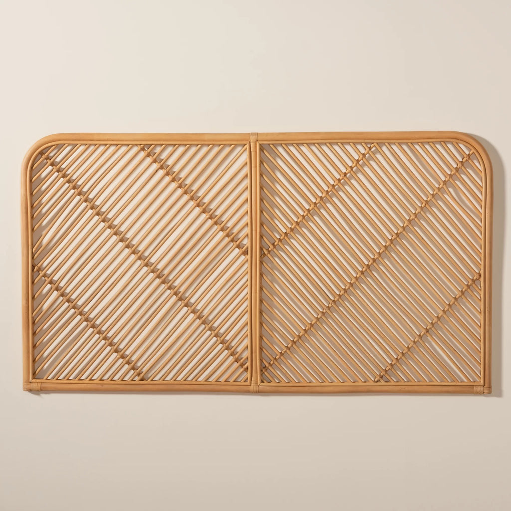 Natural Brown Rattan Queen Size Wall-Mount Headboard K310121