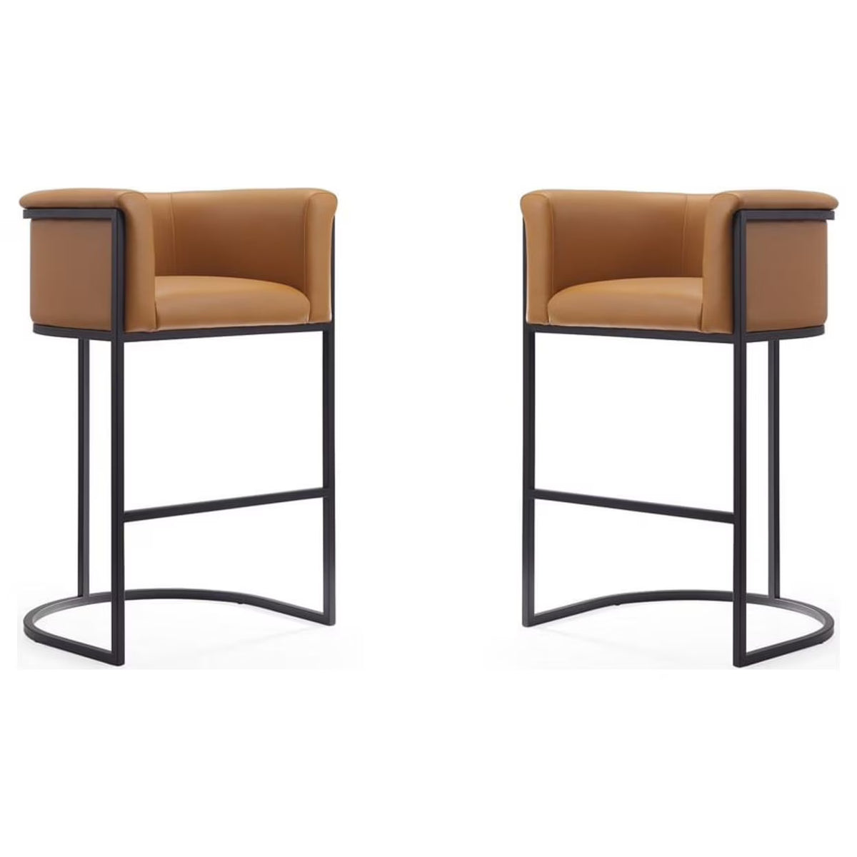 Camel and Black Metal Barstool Set of 2 I8880