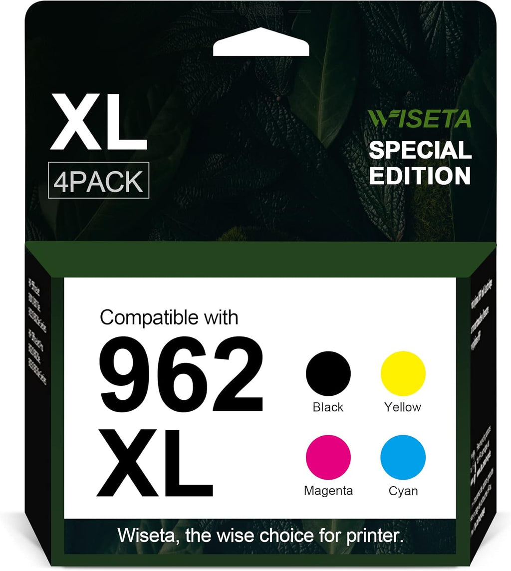 HP 962 962XL Black and C/M/Y Ink Cartridge 4-Pack Remanufactured for OfficeJet Pro 9010 Series T75171