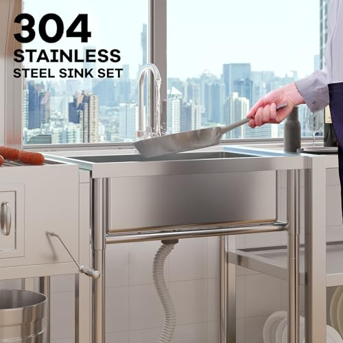 Stainless Steel Free-Standing Utility Sink, Single Bowl, 24x20x41 in R236923