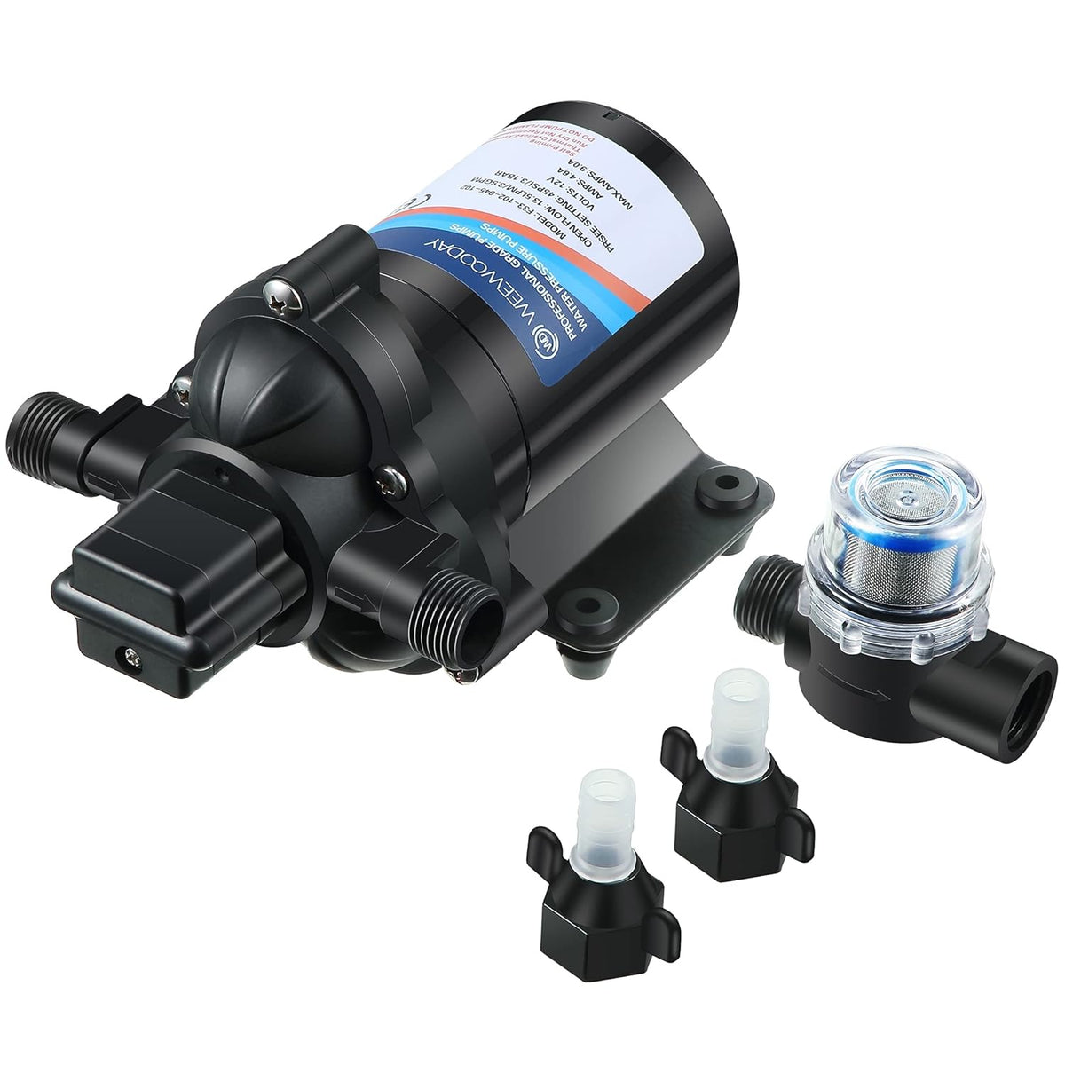 12V Diaphragm Water Pump with Pressure Switch 3.5 GPM 45 PSI N868