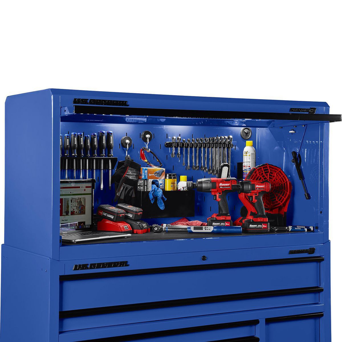 56 in. x 22 in. Blue Work Center Hutch C980