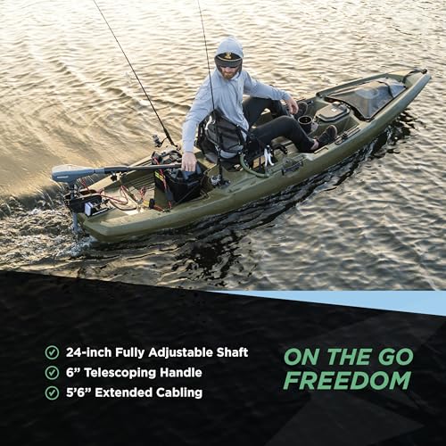 55lb Thrust Transom Mounted Saltwater Electric Trolling Motor with LED Battery Indicator (24" Shaft) Y7779