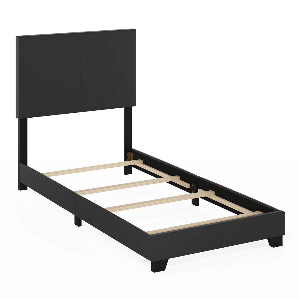 Black PU Leather Twin XL Upholstered Bed Frame G295537
