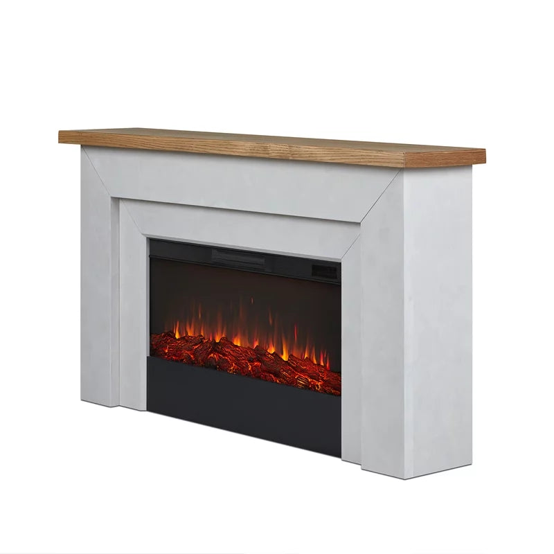68" Wood Electric Fireplace in Venetian Gray Q270