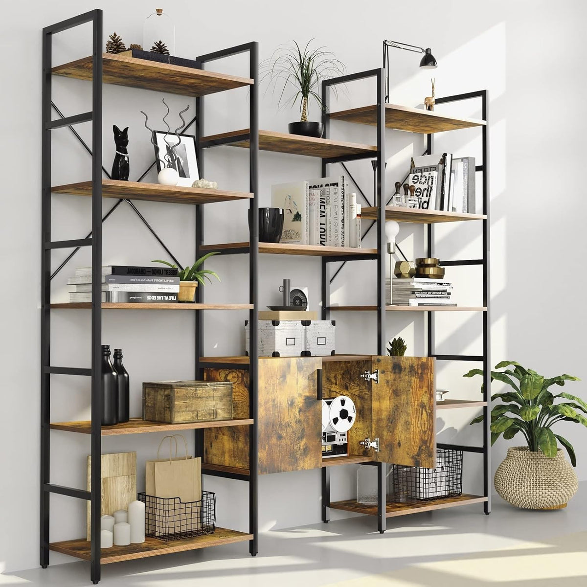 Rustic Brown 6-Shelf Bookcase R4427