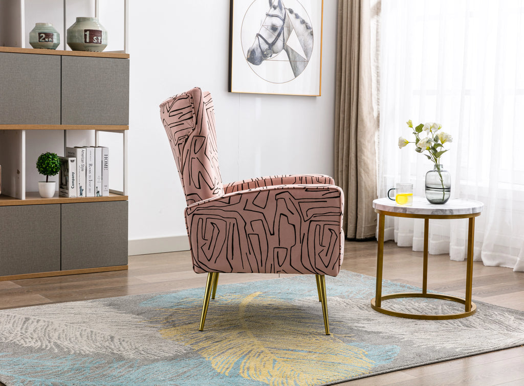 Velvet Wing Back Accent Chair with Metal Gold Legs M9158
