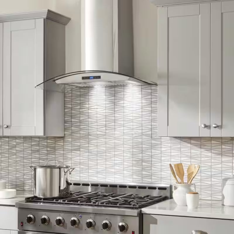 36 in. 500CFM Convertible Glass Wall Mount Range Hood in Stainless Steel with Charcoal Filters and LED Lighting Y23947