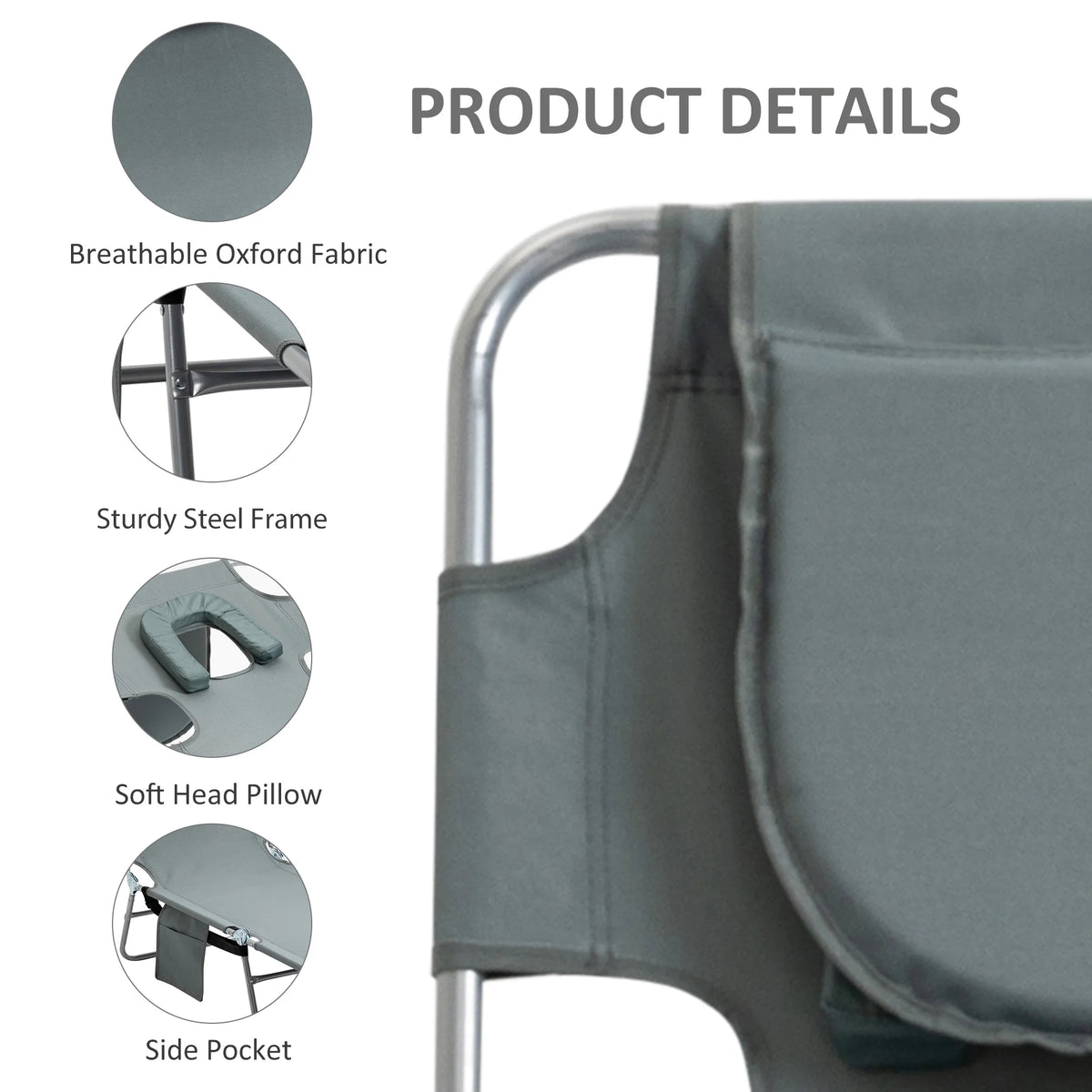 Folding Outdoor Lounge with Face Hole, Gray W6930