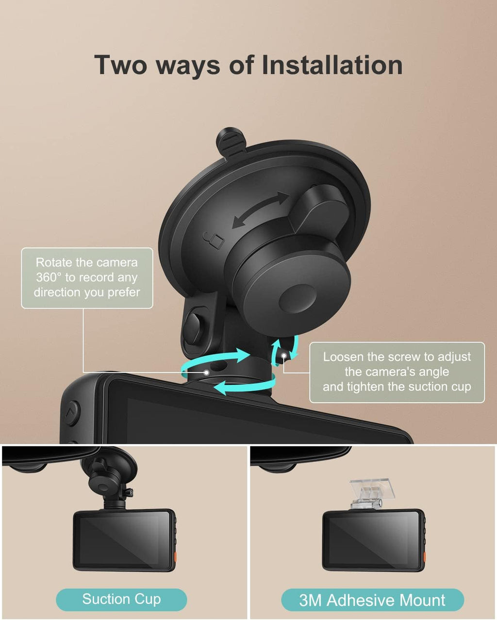 Dash Cam 1080P with 3 Inch LCD Screen, 170° Wide Angle, Pack of 2 U392