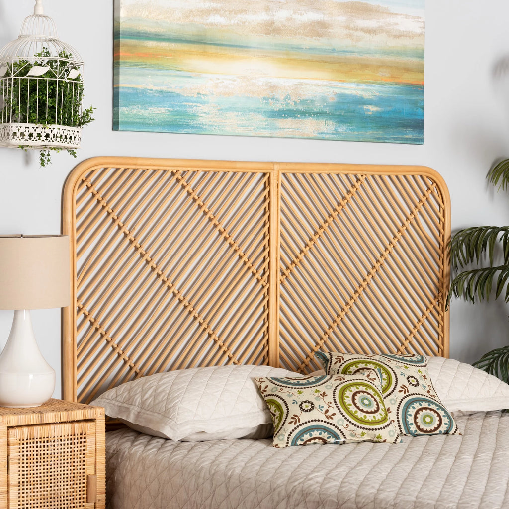 Natural Brown Rattan Queen Size Wall-Mount Headboard K310121