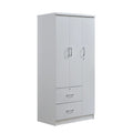 72" White 2 Drawer 3 Shelf 3 Door Armoire I346435