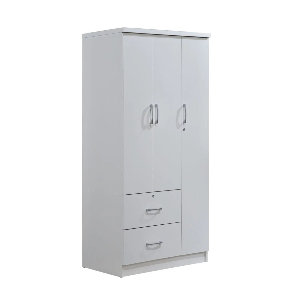 72" White 2 Drawer 3 Shelf 3 Door Armoire I346435