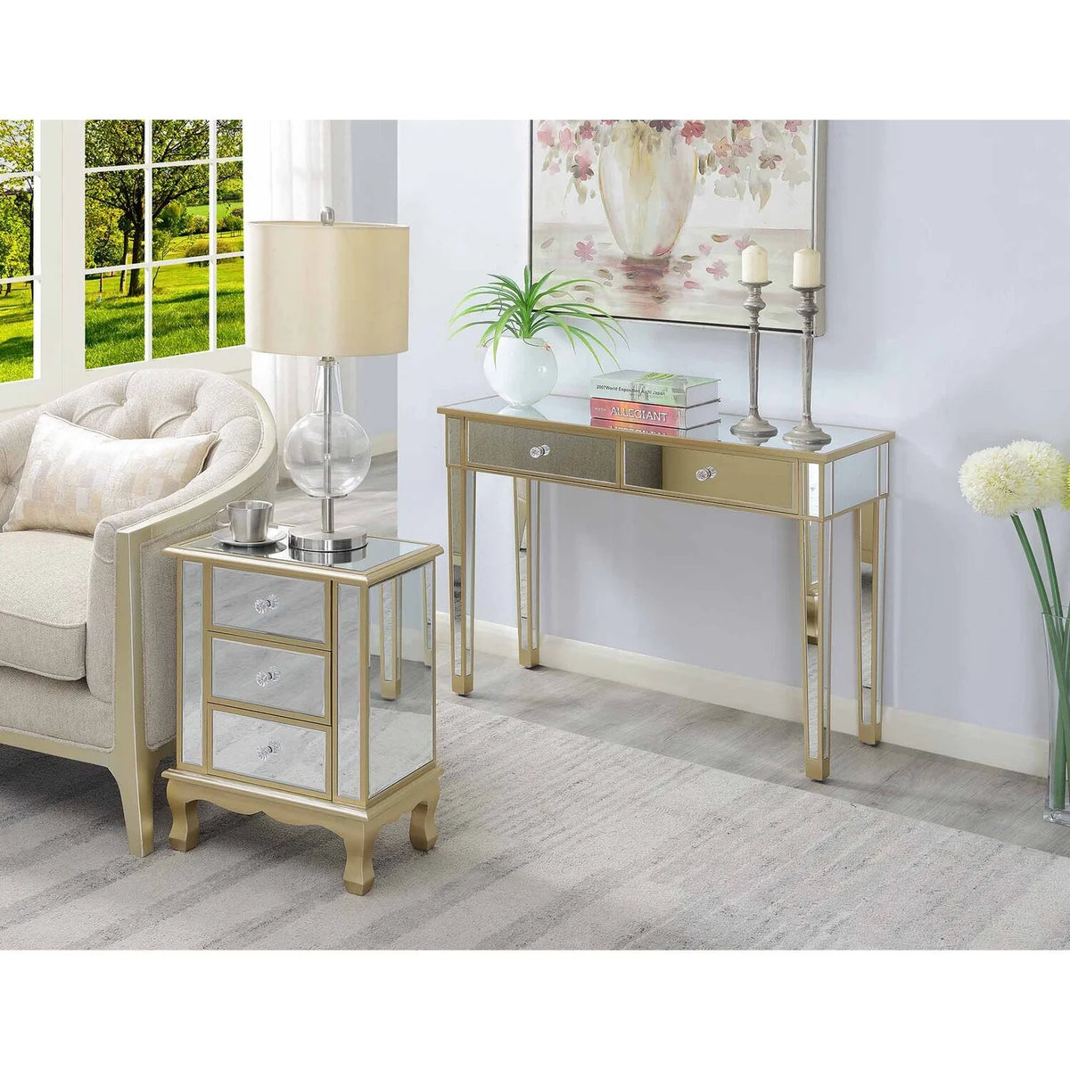 3 Drawer Mirrored End Table G58665