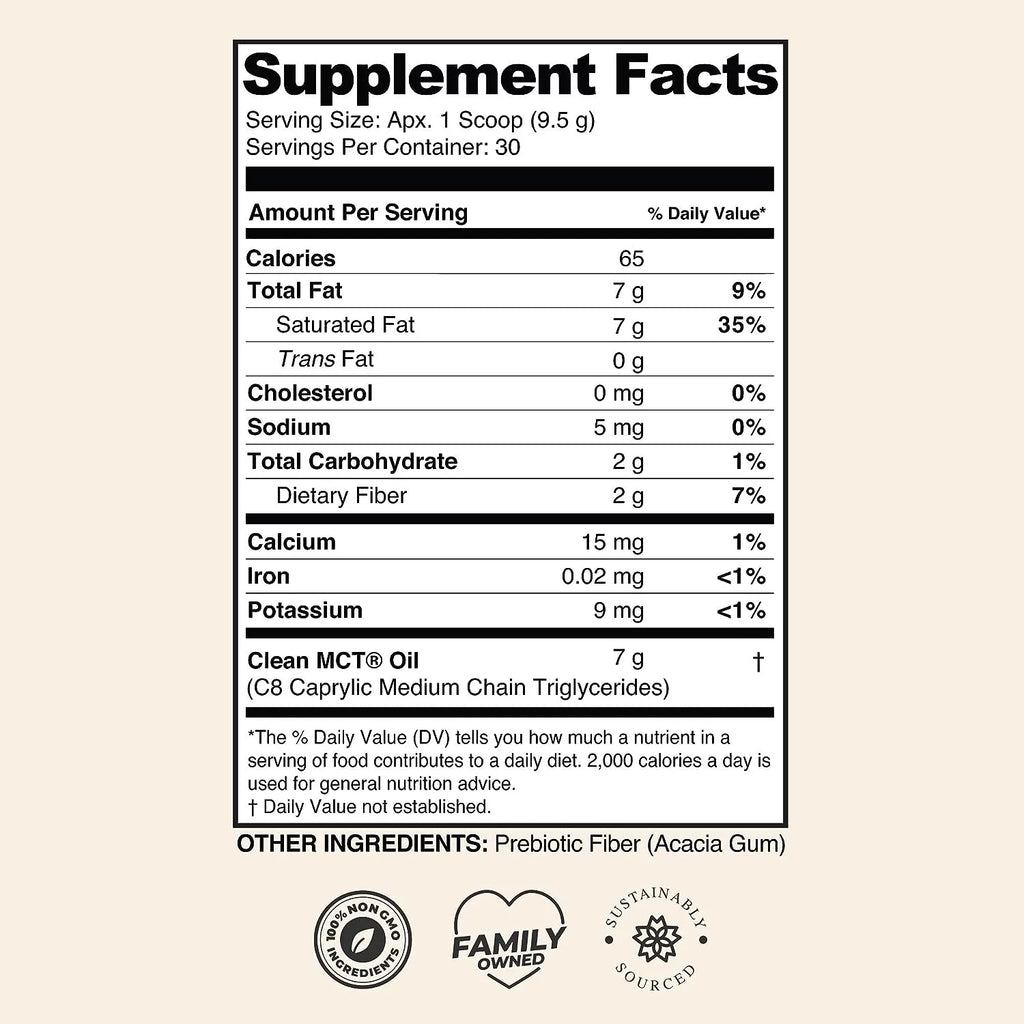 Unflavored MCT Oil Powder with Prebiotic Fiber F37454