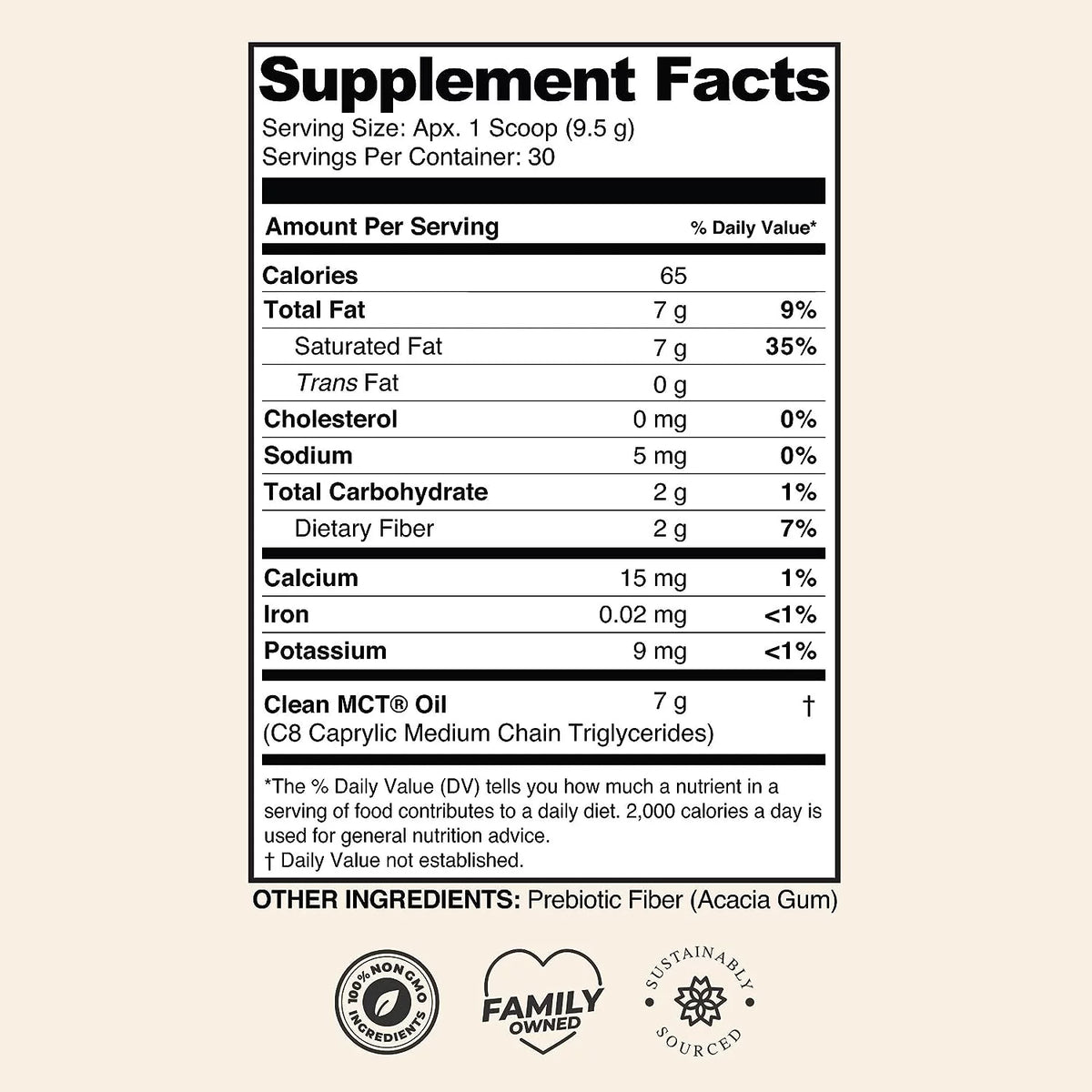 Unflavored MCT Oil Powder with Prebiotic Fiber F37454