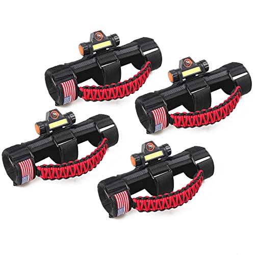 Black 2 Pack Roll Bar Grab Handles with Light for Jeep Wrangler T218586