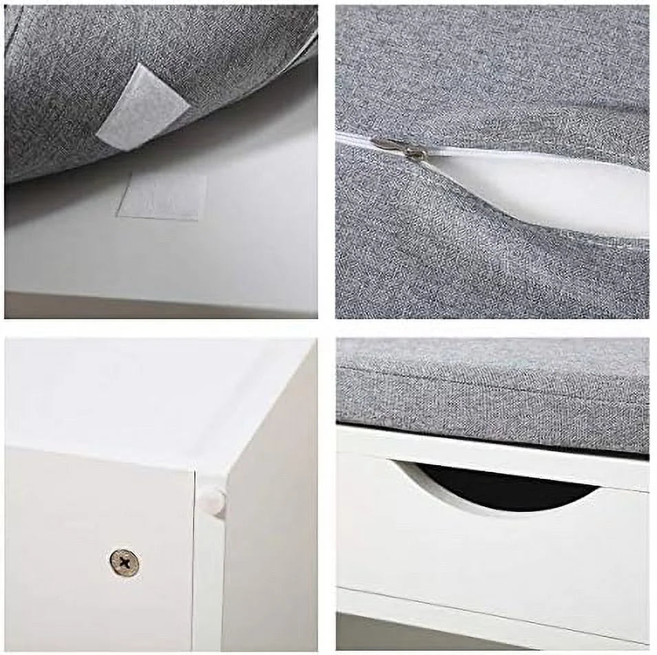 White Shoe Bench with Drawers I27467