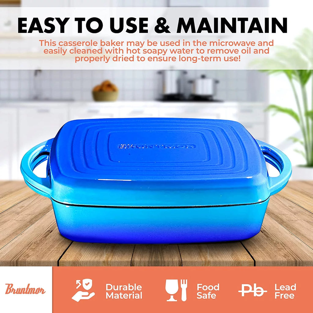 2 in 1 Enameled Square Cast Iron Baking Pan With Grill U425