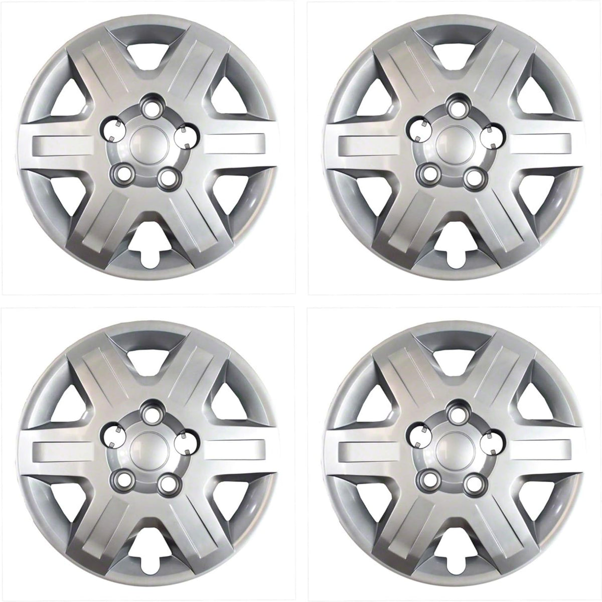Silver 6 Spoke Plastic Wheel Covers Hubcaps Set of 4 Q754144
