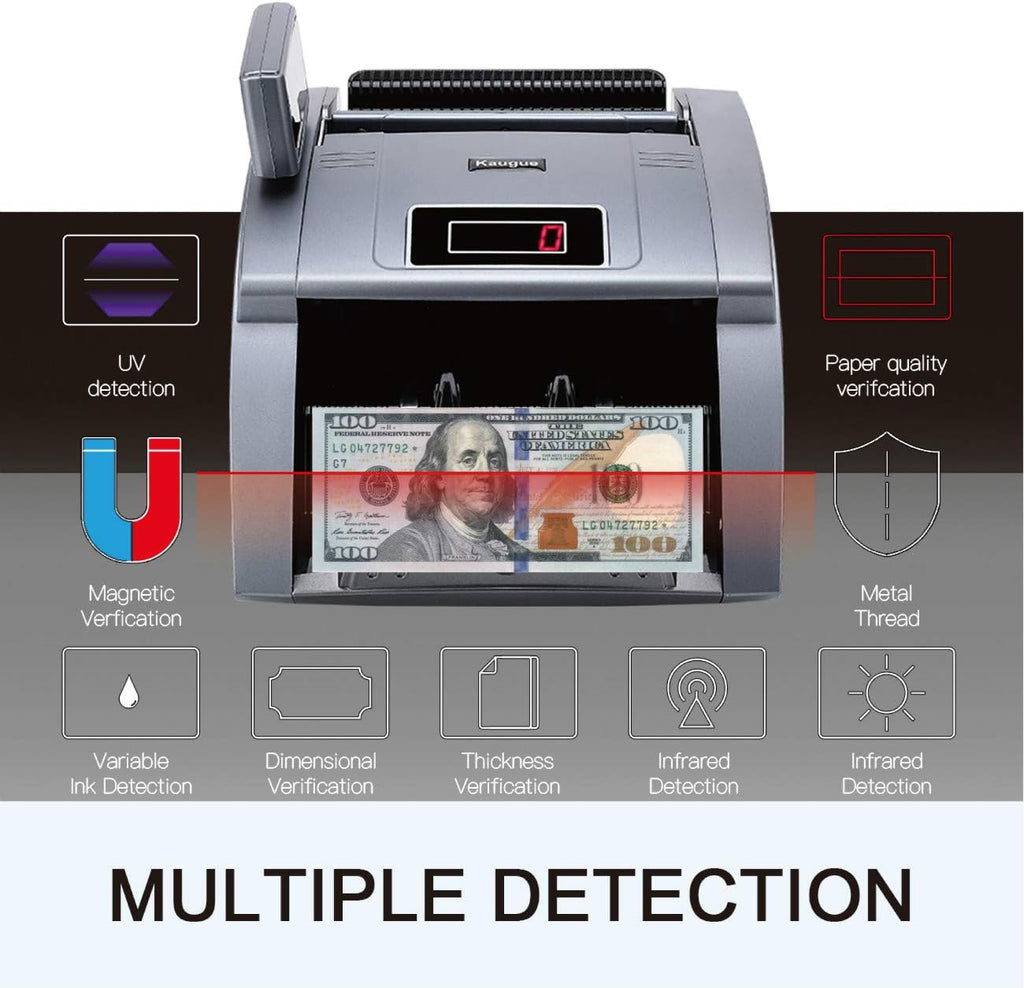 Money Counter Machine with UV/MG/IR/MT, 9 Modes, 1,200 Notes Per Minute I16871