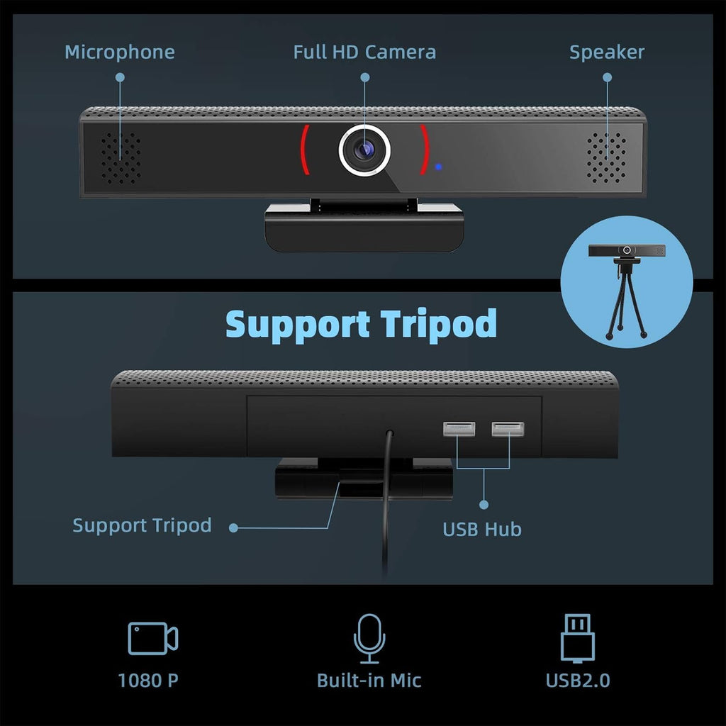 Webcam 1080p Full HD with Stereo Microphone, USB 2.0, Pack of 2 J431509