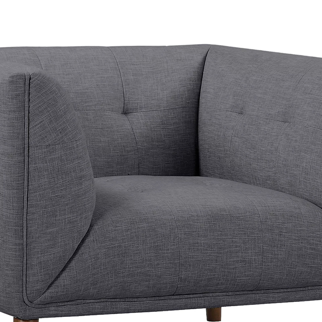 Gray Button-Tufted Linen Fabric Sofa Chair T60730