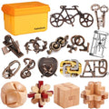 16 PCS Metal & Wooden Brain Teaser Puzzle Set P7357