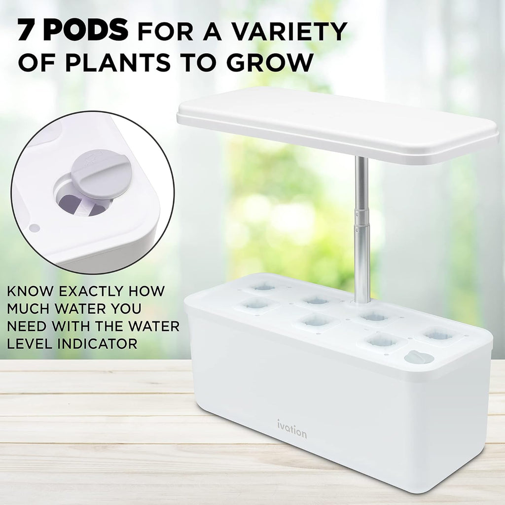 7-Pod Indoor Hydroponics Growing System Kit with LED Grow Light G4246