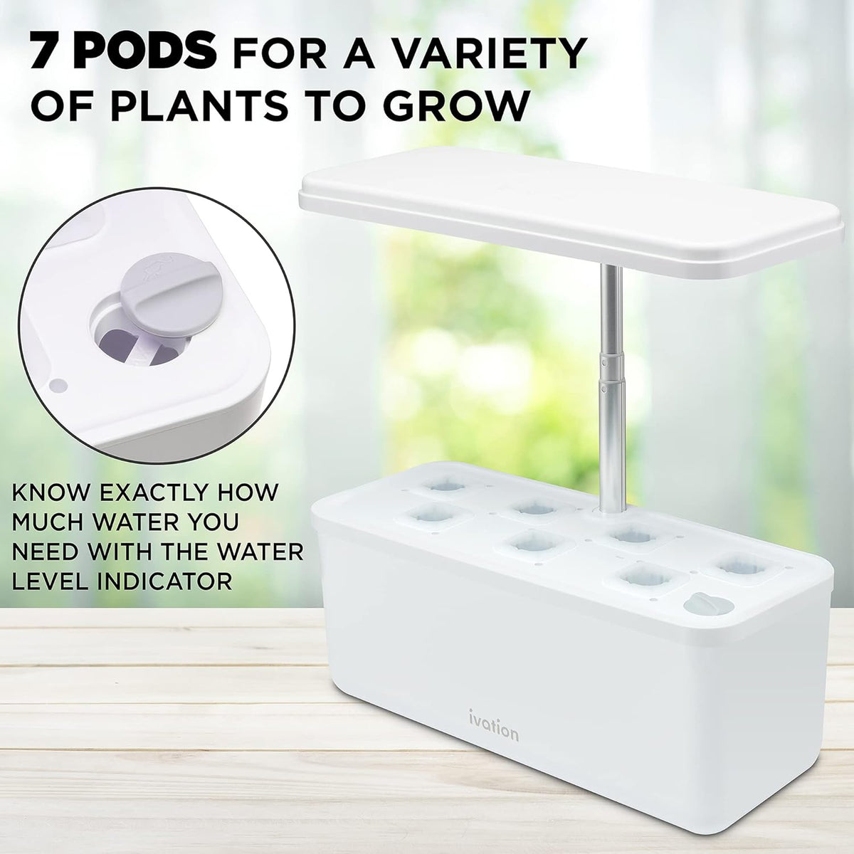 7-Pod Indoor Hydroponics Growing System Kit with LED Grow Light G4246