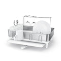 White Steel Dish Drying Rack with Wine Glass Holder M1453