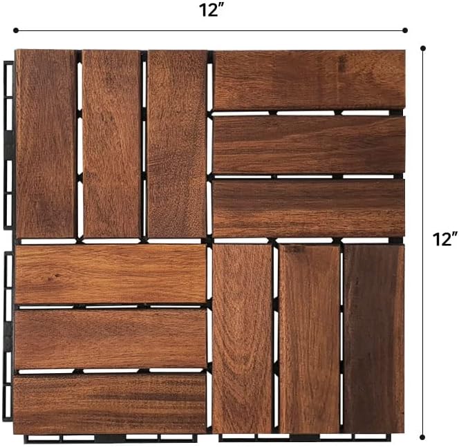 Walnut 12"×12" 9pcs Interlocking Deck Tiles P7740
