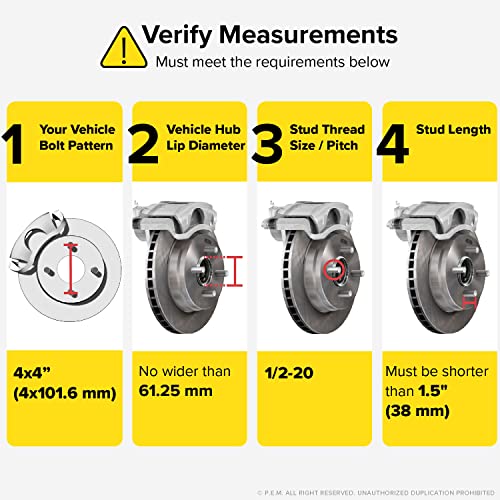 2 inch Golf Cart Wheel Spacers 4x4 Bolt Pattern 62mm Bore 1/2x20 Studs Cone Seat Nuts 4pcs Z634351
