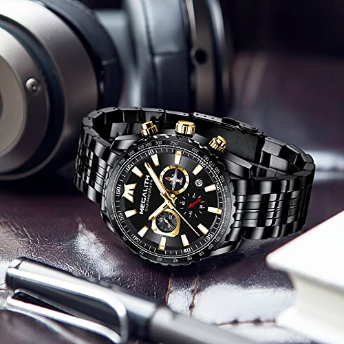 Mens Analog Quartz Chronograph Military Watch 46mm Stainless Steel W48377