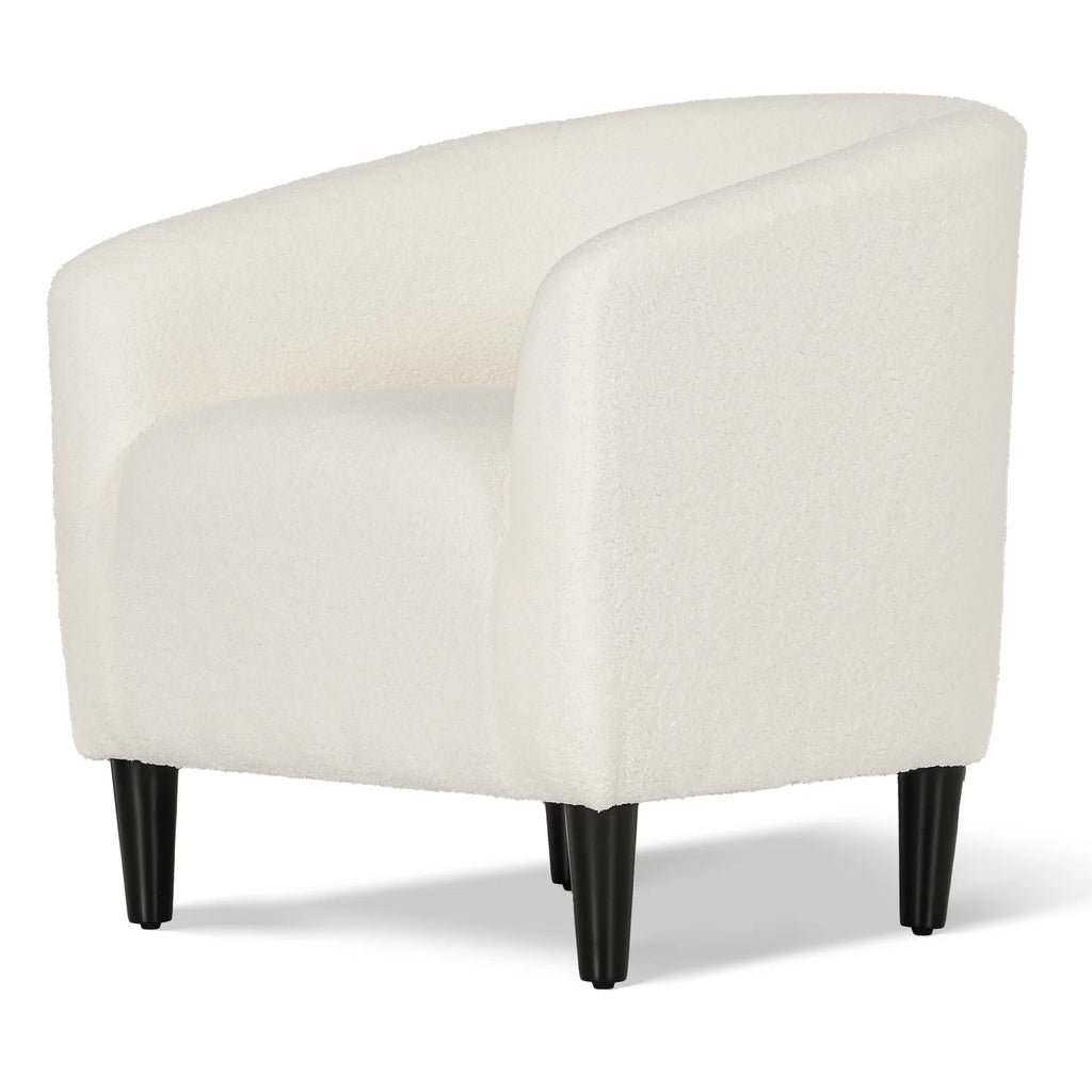 Cream Sherpa Upholstered Barrel Accent Chair M5755
