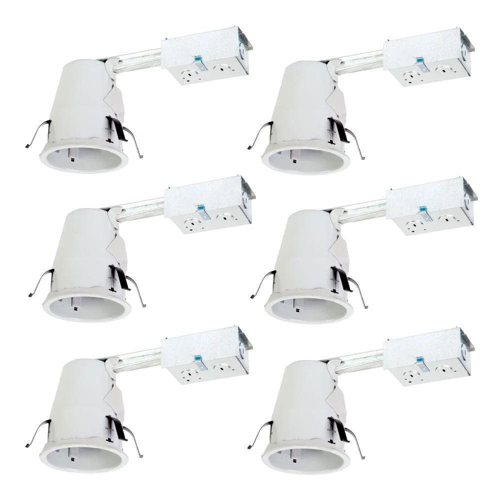 4 in. Aluminum Recessed Housing with Adjustable Socket Bracket (6-Pack) W482778