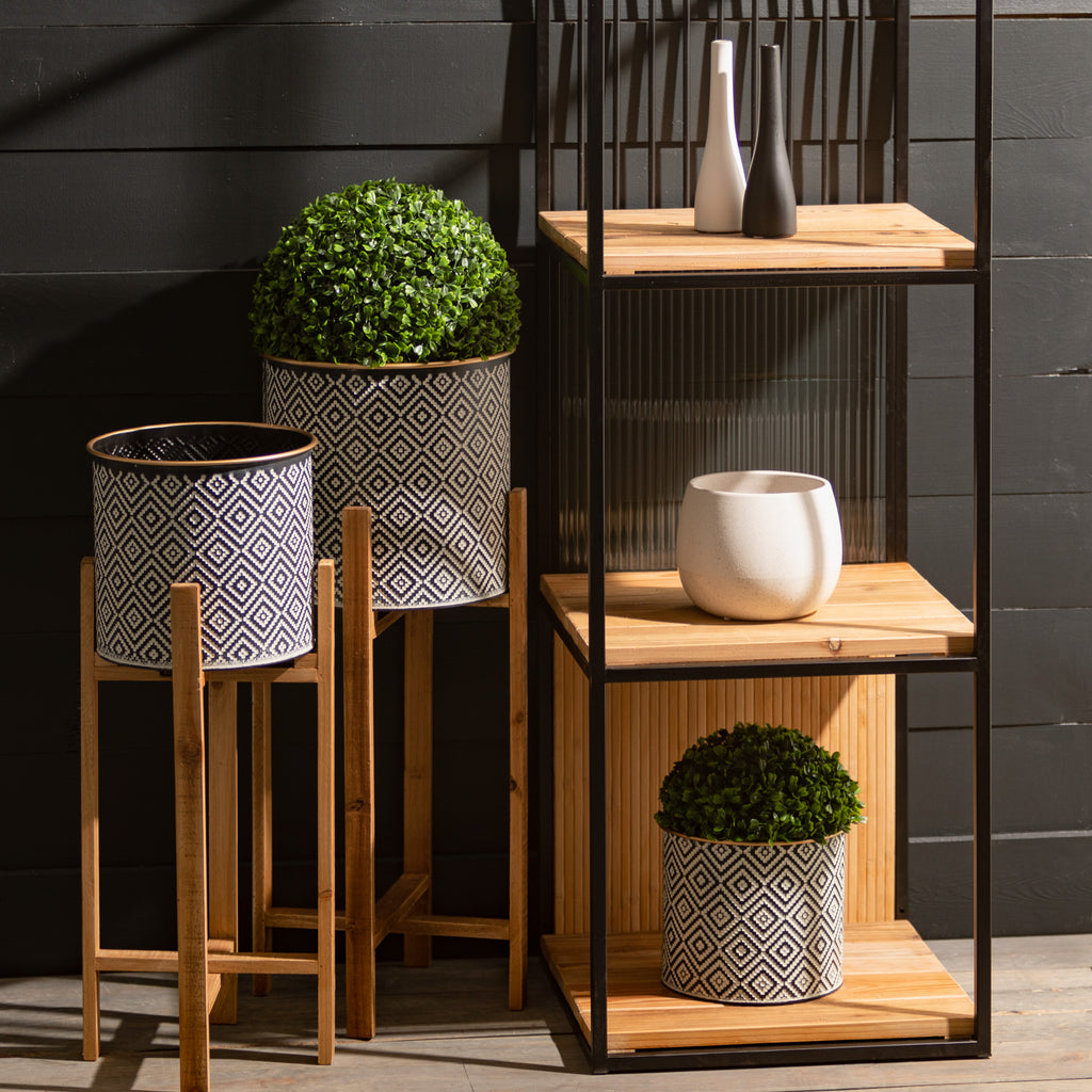 Geometric Motif Metal Planter Set of 3, Multicolored P843097