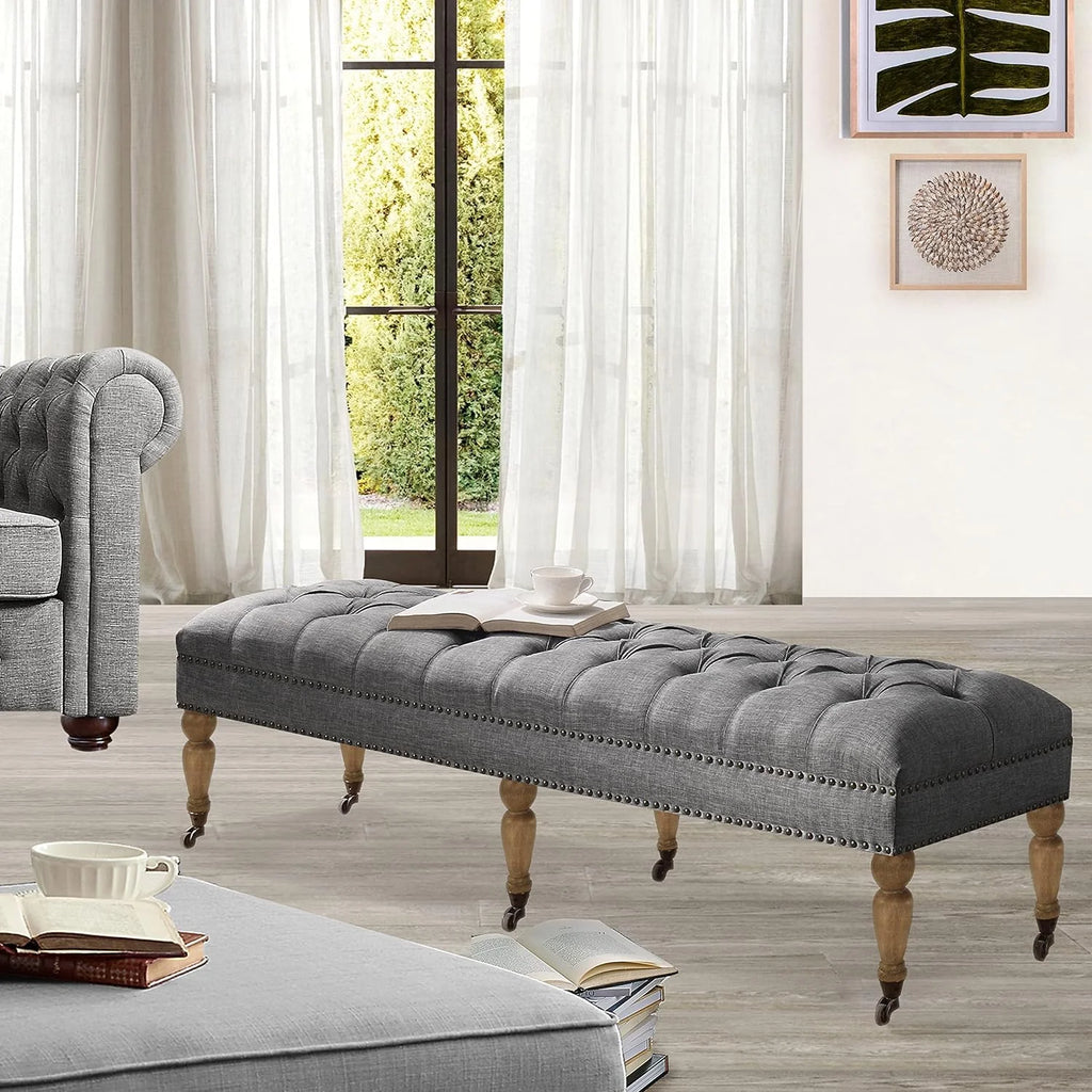 Upholstered Polyester Tufted Rectangular Bench W221726