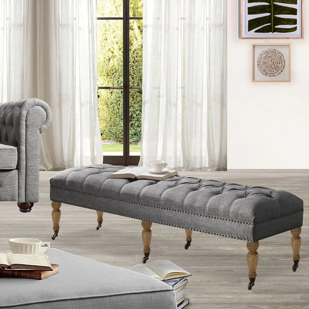 Upholstered Polyester Tufted Rectangular Bench W221726