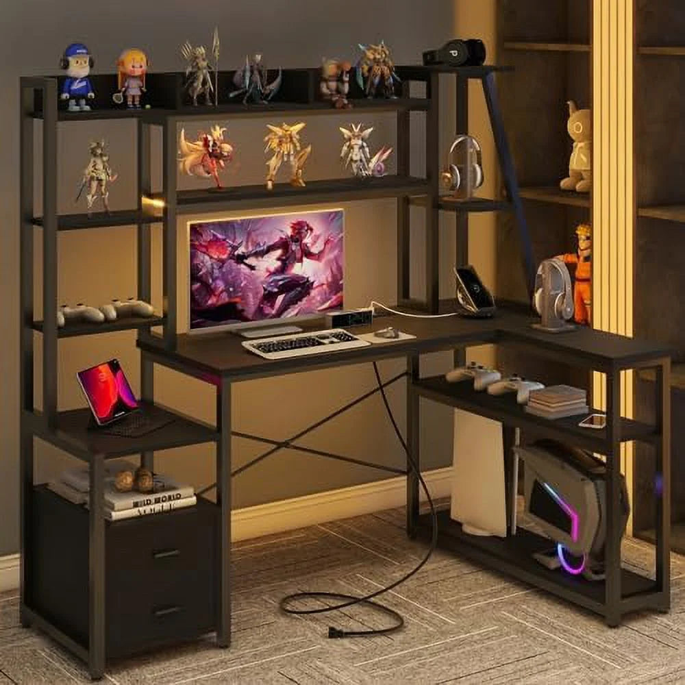 L Shaped Computer Desk with 2 Drawers L199