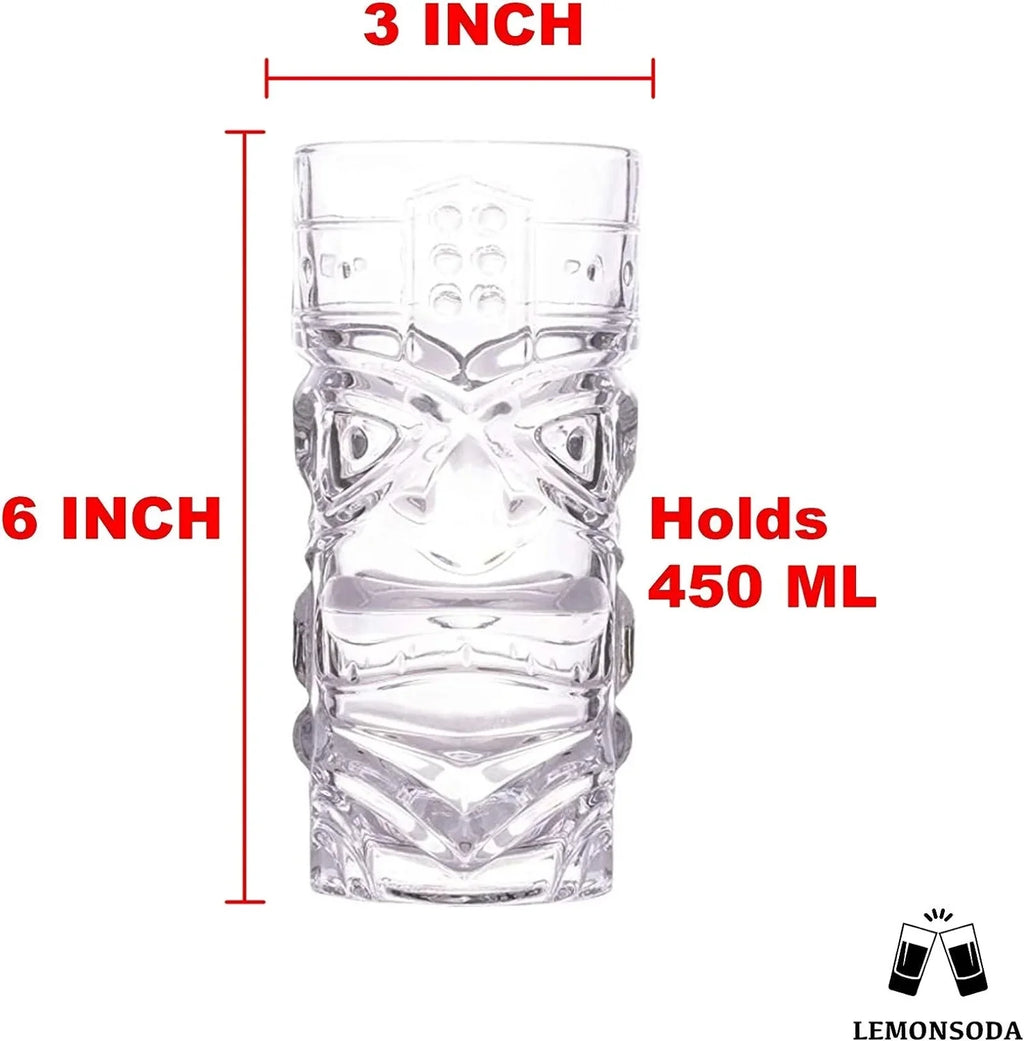 Clear Tiki Glasses, Set of 4, 450 ML O413246