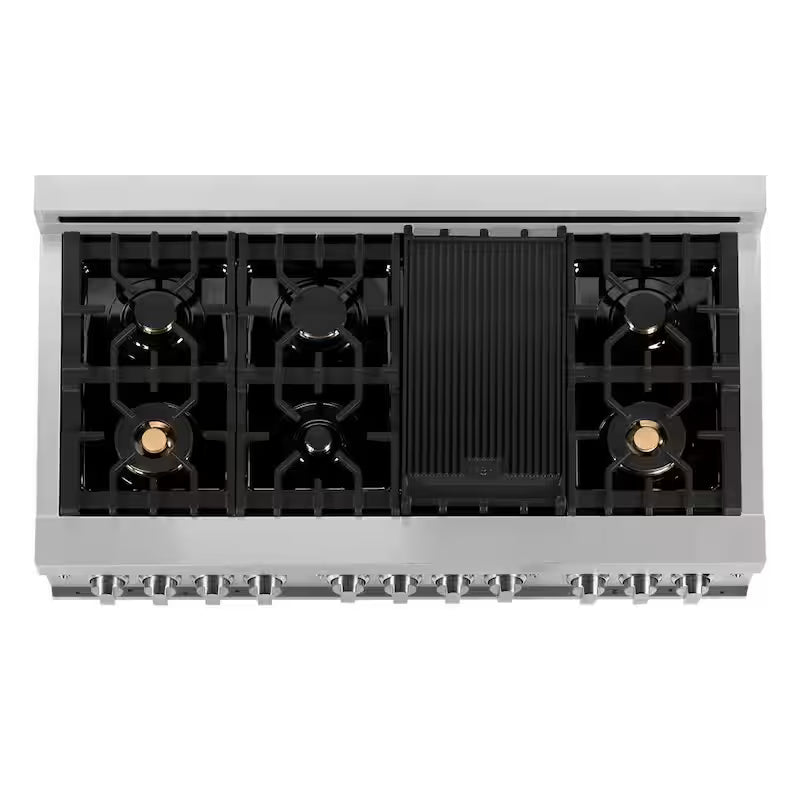 7 Burner Double Oven Dual Fuel Range with Brass Burners in Stainless Steel L35684