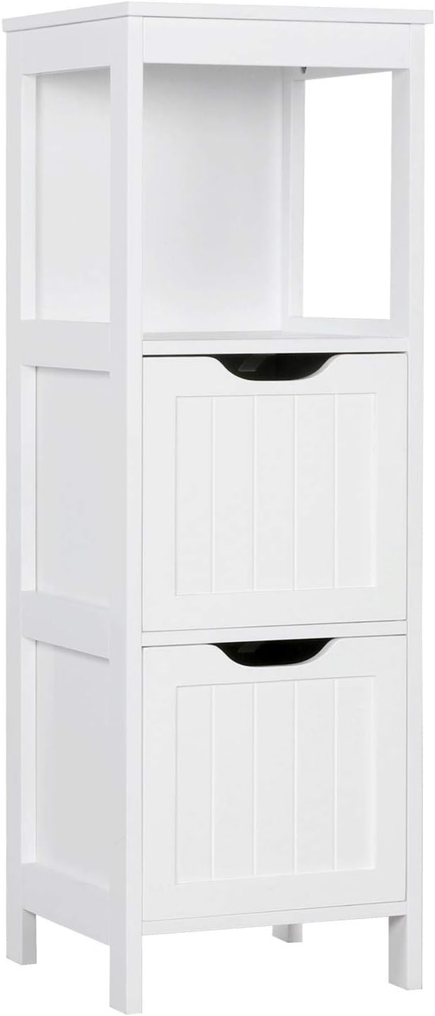 White 2 Drawer Wood Floor Cabinet N90923