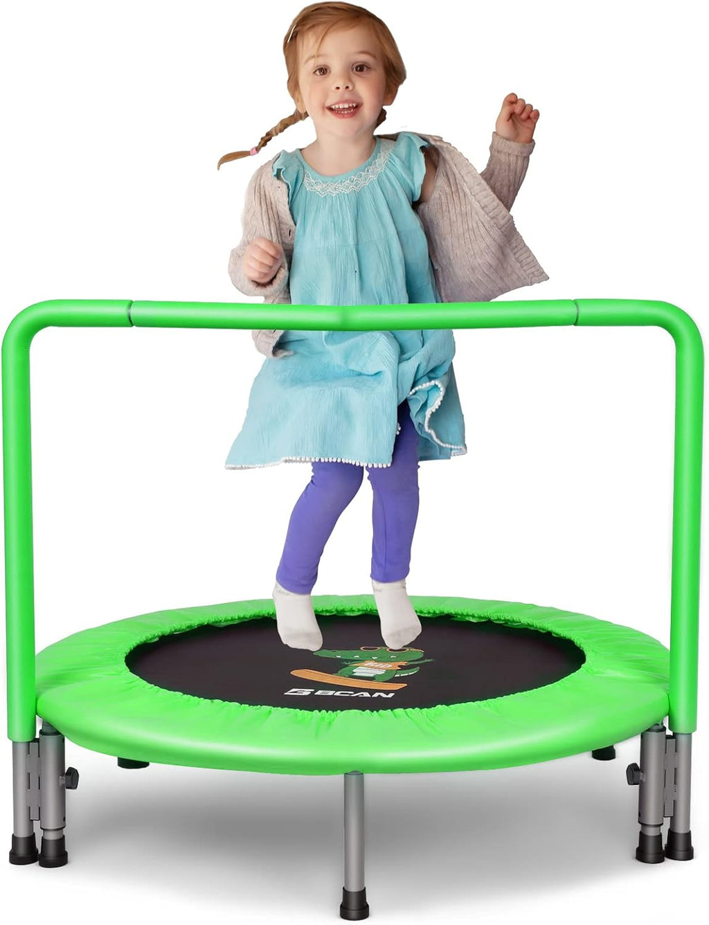 36'' Mini Folding Toddler Trampoline with Handle and Safety Padded Cover D2677